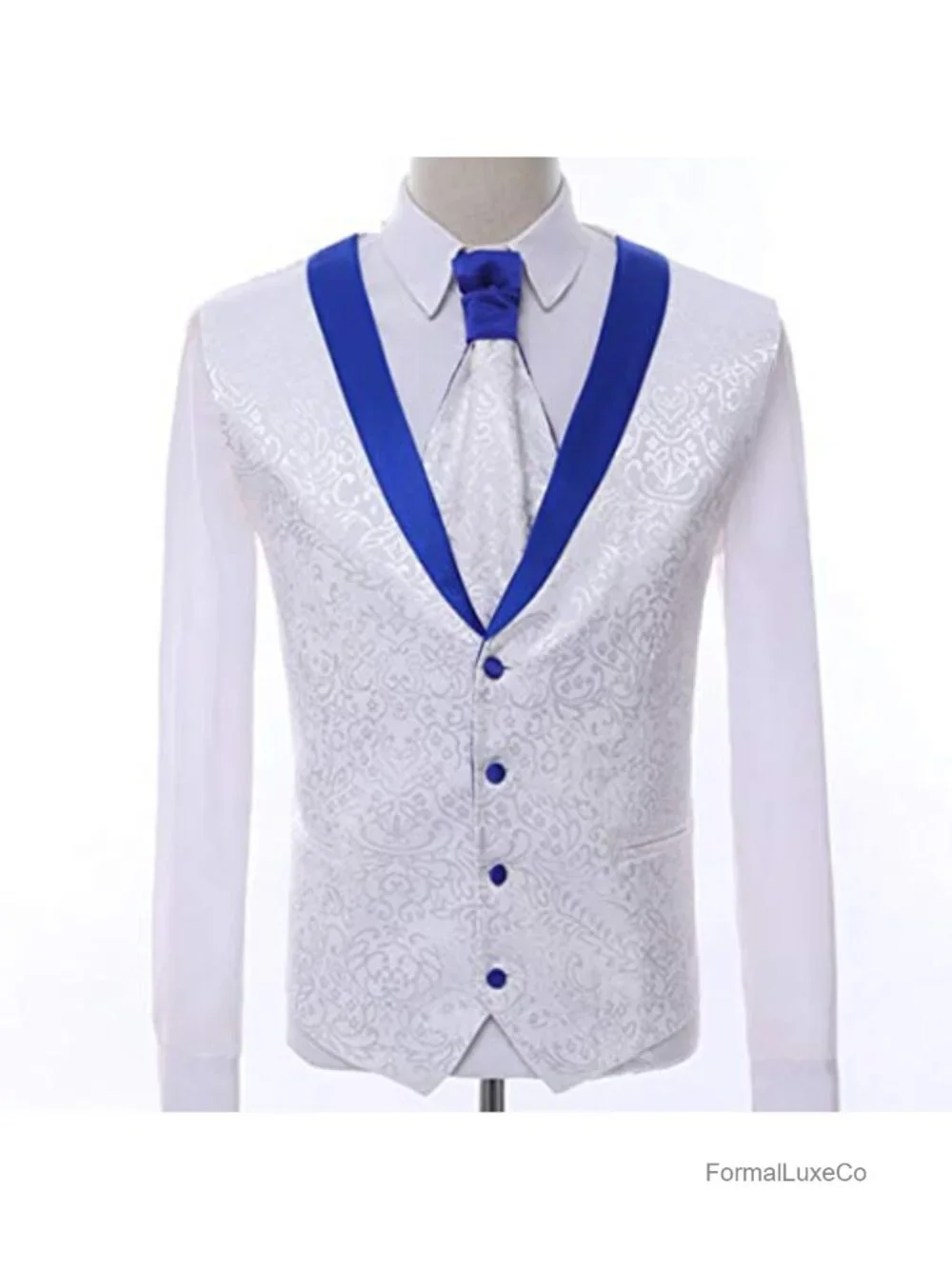 Paisley Slim Fit White Tuxedo Suit 3 Piece for Wedding Prom Groom